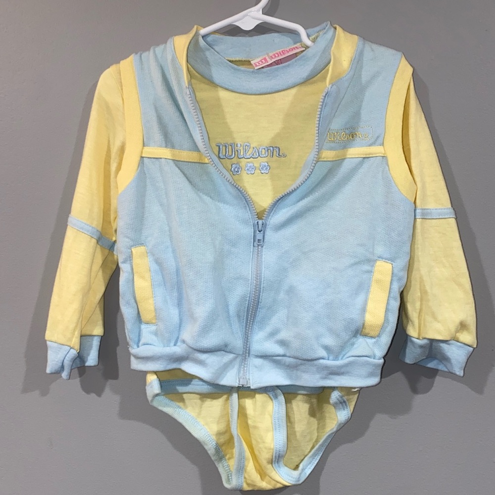 Vintage VTG Rare Wilson 3-Piece Track Suit Toddler Set 2T Yellow & Blue